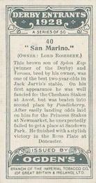 1928 Ogden's Derby Entrants #40 San Marino Back